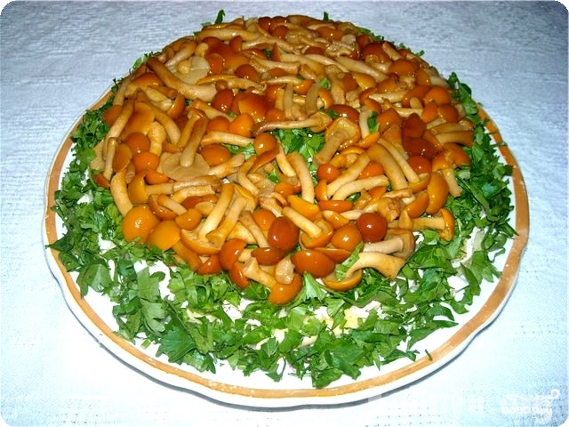 салат с опятами рецепт с фото пошагово